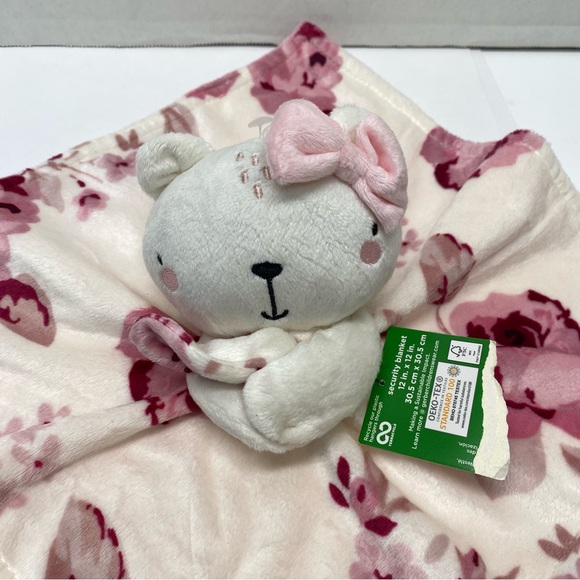 Modern Moments Gerber Baby Snuggle Lovey Pink White Floral Kitty/Bear Plush Toy - Picture 2 of 11